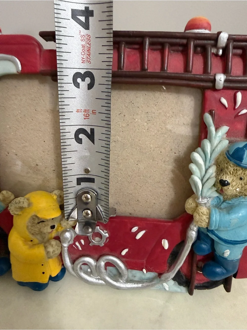 Beautiful Kids Picture Frame Fire Engine with 2 bears holds 4.5” x 3” picture